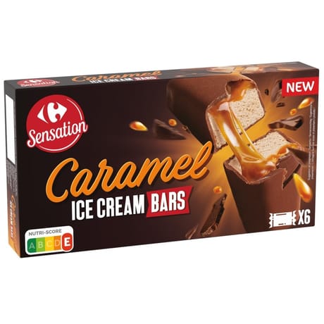 Carrefour sensation barre caramel glacée 6 x 42g