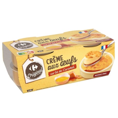 Carrefour original dessert crème aux oeufs sur lit de caramel 4x100g