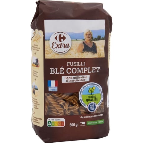 Carrefour extra pâtes fusilli blé complet - 500g