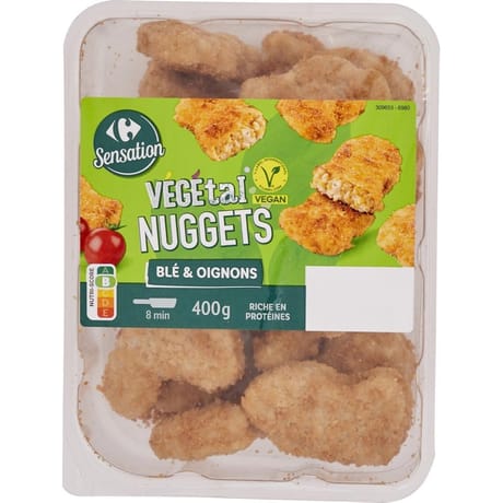 Carrefour sensation végétal nuggets blé et oignons 400g
