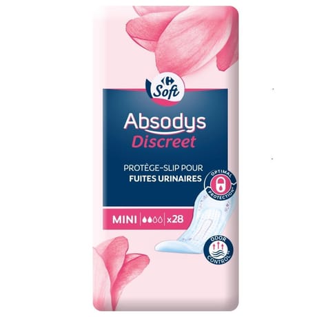 Carrefour soft protèges-slips fuites uri.mini absodys discreet x28