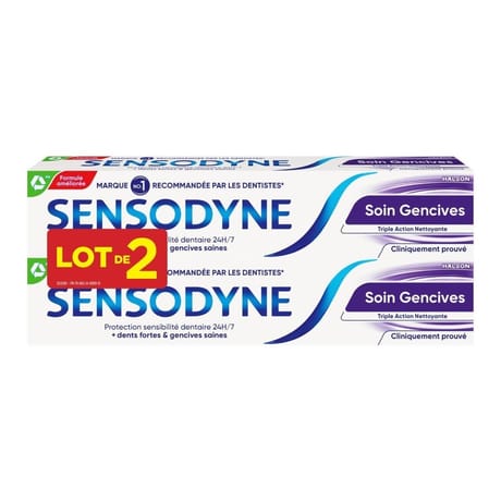Sensodyne dentifrice soin gencives triple action 2x75ml