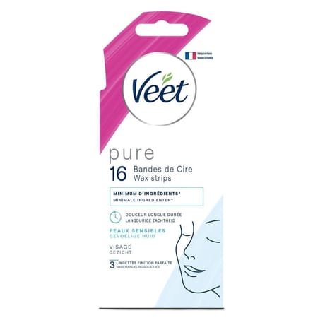 Veet pure  bandes de cire froide visage peaux sensibles x16