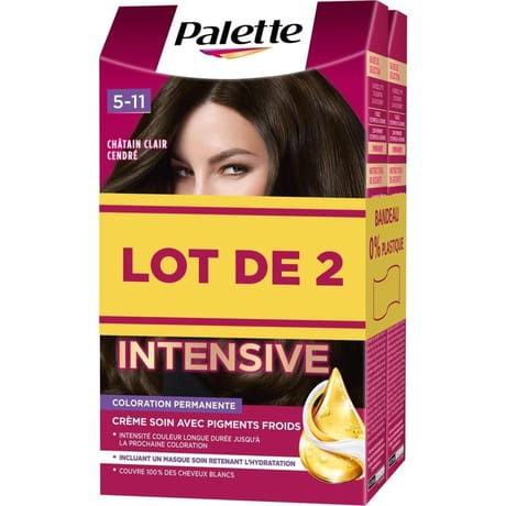Palette coloration permanente 5.11 châtain clair cendré lot de 2