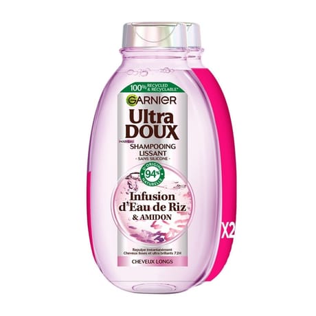 Garnier ultra doux shampoing lissant lot de 2x250ml