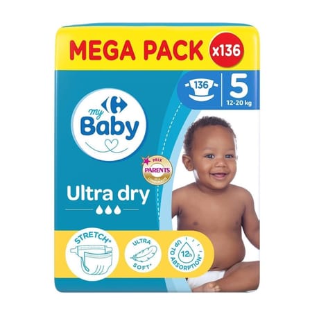 Carrefour baby couches taille 5 12-20 kg x136