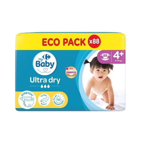 Carrefour baby couches ultra dry t4+ 9-20 kg x88