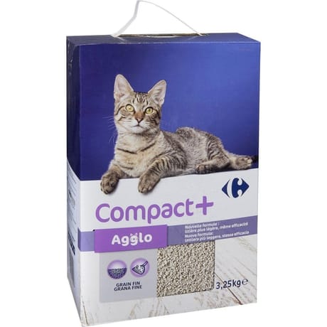 Carrefour litière pour chat agglomérante compact+ 3.25kg