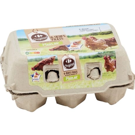 Carrefour original 6 oeufs frais de poules élevées en plein air