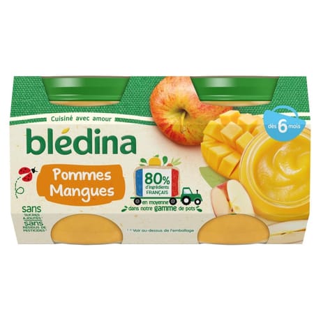 Bledina pots fruits pommes mangues 4x130g dès 6 mois
