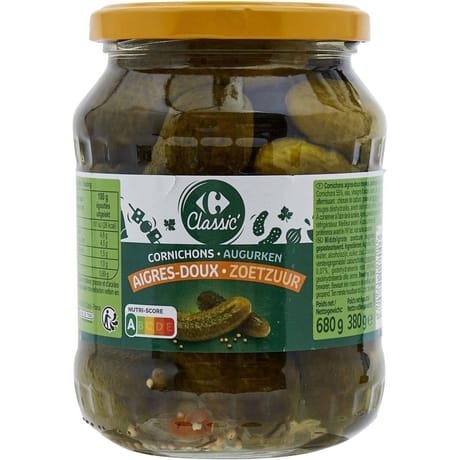 Carrefour classic' cornichons aigres-doux 380g