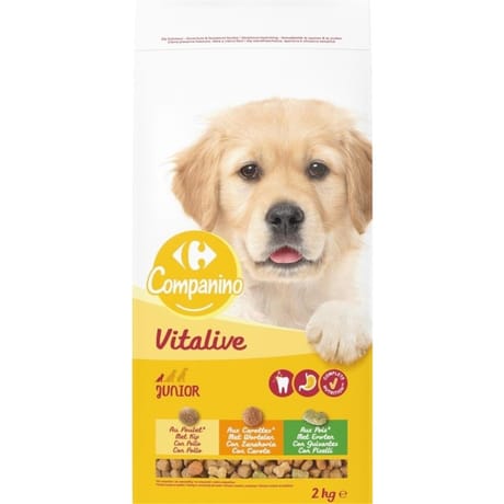 Carrefour companino croquettes pour chien junior au poulet et légumes 2kg