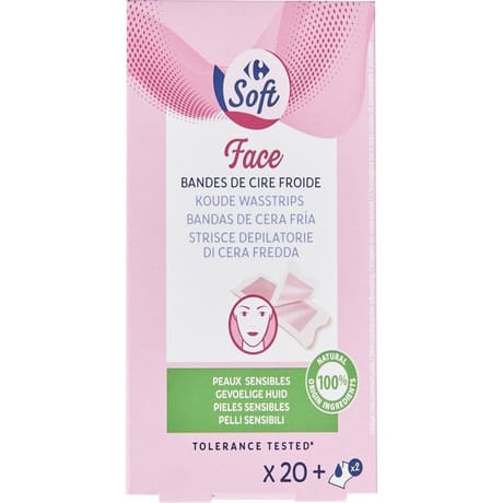 Carrefour soft bande de cire froide visage x20