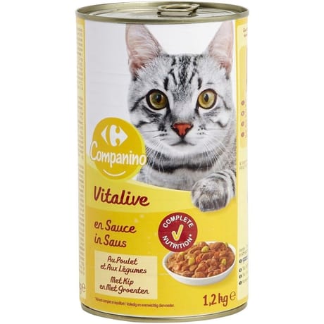 Carrefour companino pâtée pour chat adulte en sauce au poulet & aux légumes 1.2kg