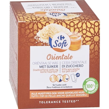 Carrefour soft cire orientale toutes peaux/sensibles le pot de 250g + 10 bandes