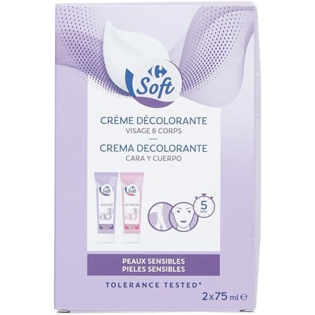 Carrefour soft crème décolorante visage & corps 2x75ml