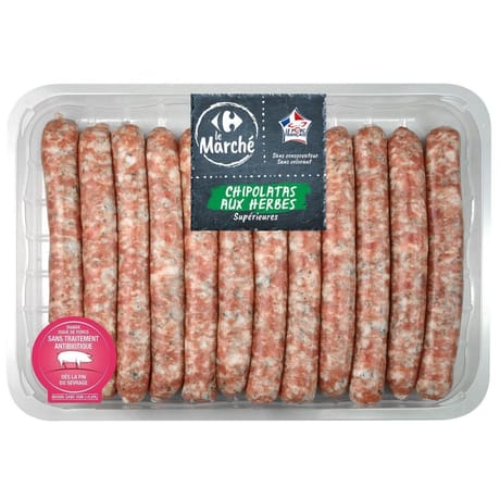 Chipolatas aux herbes x12 660g Carrefour le marché