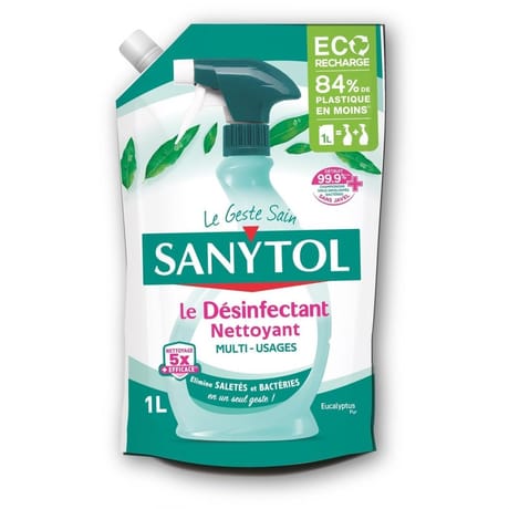 Sanytol recharge désinfectant nettoyant multi-usages eucalyptus 1l