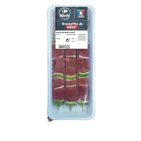 Brochette de boeuf x3 300g Carrefour le marché
