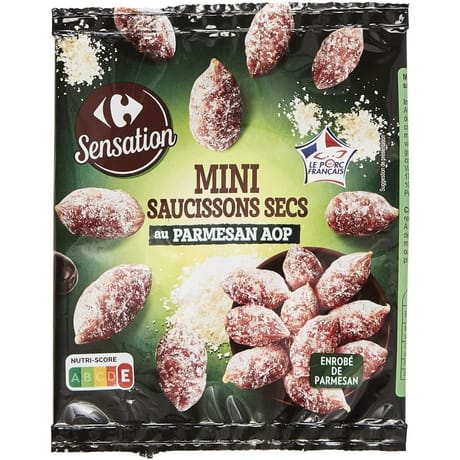 Carrefour sensation mini saucissons secs au parmesan aop 75g