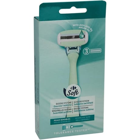 Carrefour soft rasoir système 3 lames peaux sensibles