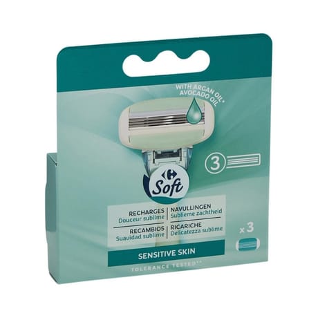 Carrefour soft lames de rasoir recharge sensitive skin x3