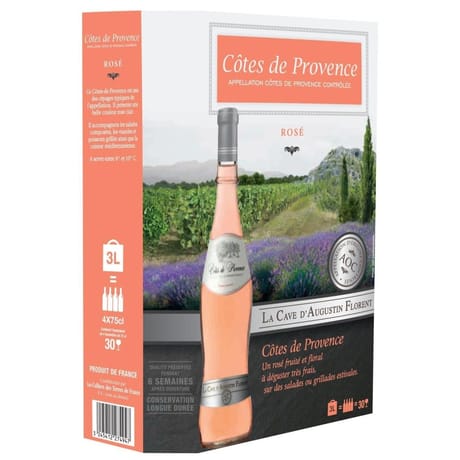 Cave augustin florent cotes de provence AOP vin rosé 12.5°-3l