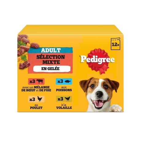 Pedigree pâtée pour chien 4 variétés en gelée 12x100g