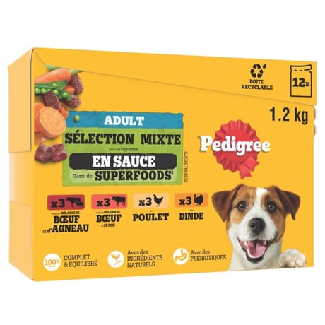 Pedigree pâtée pour chien 4 variétés en sauce 12x100g