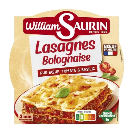 William saurin lasagnes bolognaise pur boeuf tomate basilic 300g