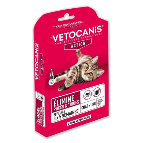 Vetocanis insectifuge pour chat pipettes spot-on x3