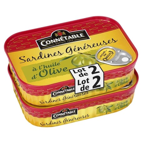 Connetable sardines généreuses à l'huile d'olive 140g lot de 2