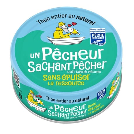 Un pêcheur sachant pêcher 1/3 thon entier pêche responsable au naturel 185g