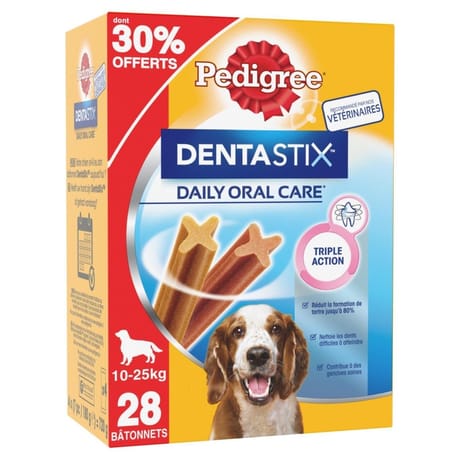 Pedigree dentastix batonnets hygiene bucco-dentaire pour moyen chien 720g