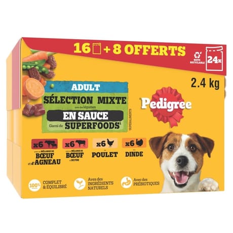 Pedigree sachets fraicheur en sauce pour chien 2400g
