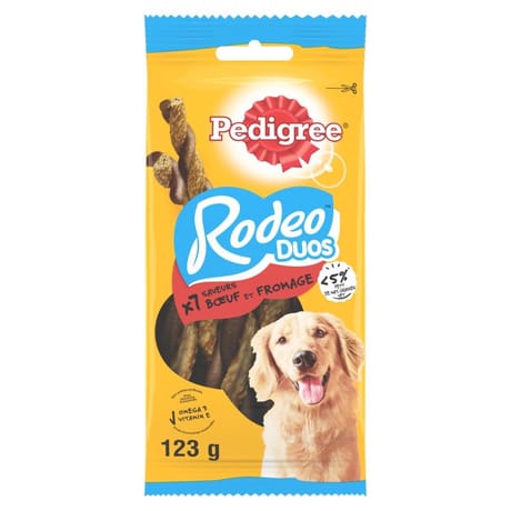 Pedigree rodeo duos récompenses au boeuf et saveur fromage pour chien 123g