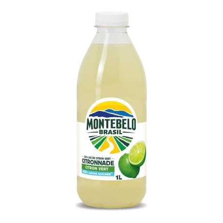 Montebelo brasil citronnade citron vert 45% moins sucrée 1l