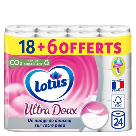 Lotus ultra doux papier toilette 18+6 avec aquatube