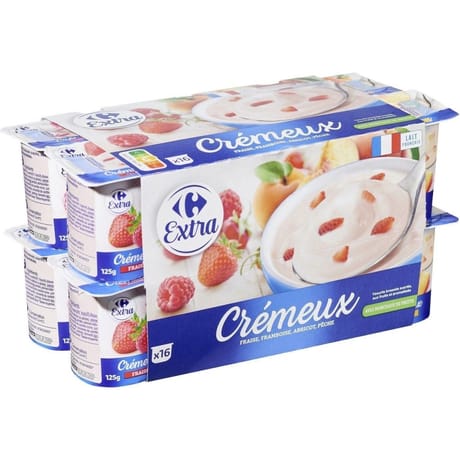 Carrefour extra yaourts crémeux aux fruits 16x125g