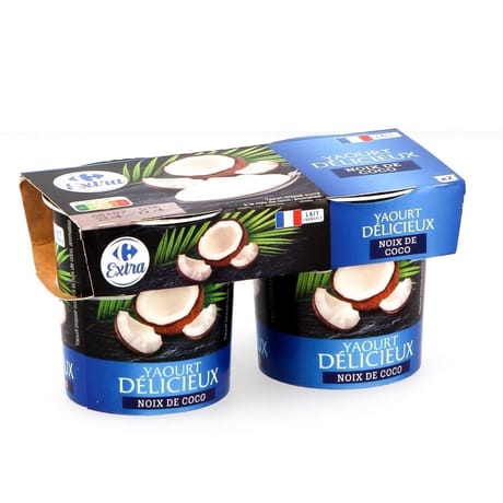 Carrefour extra yaourt noix de coco 2x150g