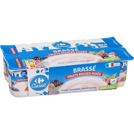 Carrefour classic yaourt aux fruits rouges mixées 8x125g