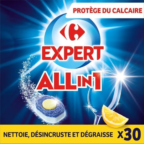 Carrefour expert tablettes lave-vaisselle citron tout en 1 x30