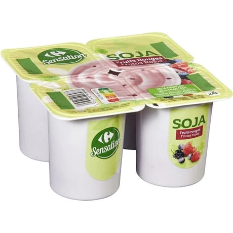 Carrefour sensation dessert végétal spécialité soja fruits rouges 4x100g