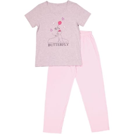 Pyjama long manches courtes femme GRIS CHINE T50\52