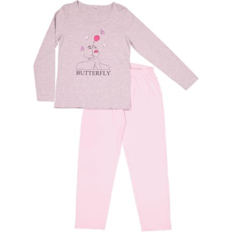 Pyjama long manches longues femme GRIS CHINE T46\48