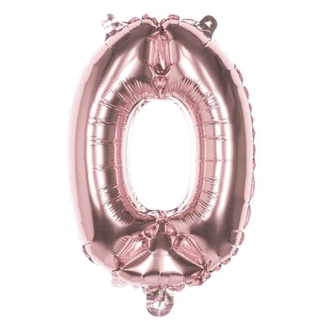 Ballon métallisé or rose chiffre 0 hauteur 36 cm