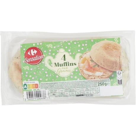 Carrefour sensation 4 muffins aux graines 250g