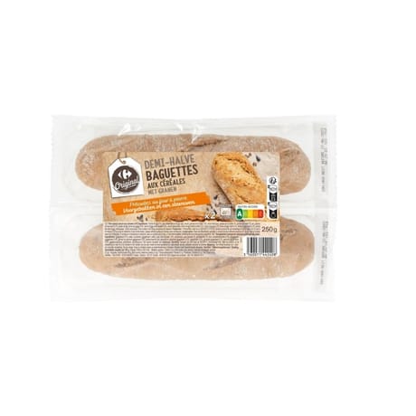Carrefour original demi-baguettes précuites aux céréales 2x125g