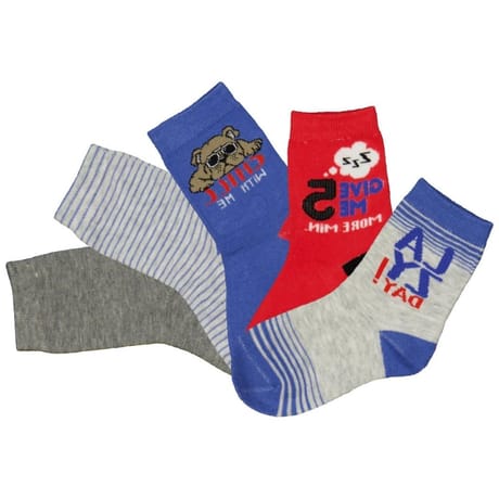 5 paires de mi chaussettes fantaisies garçon BLEU/GRIS/RAYURES 31/34