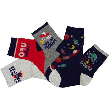 5 paires de mi chaussettes fantaisies garçon ESPACE/NOIR/GRIS 31/34